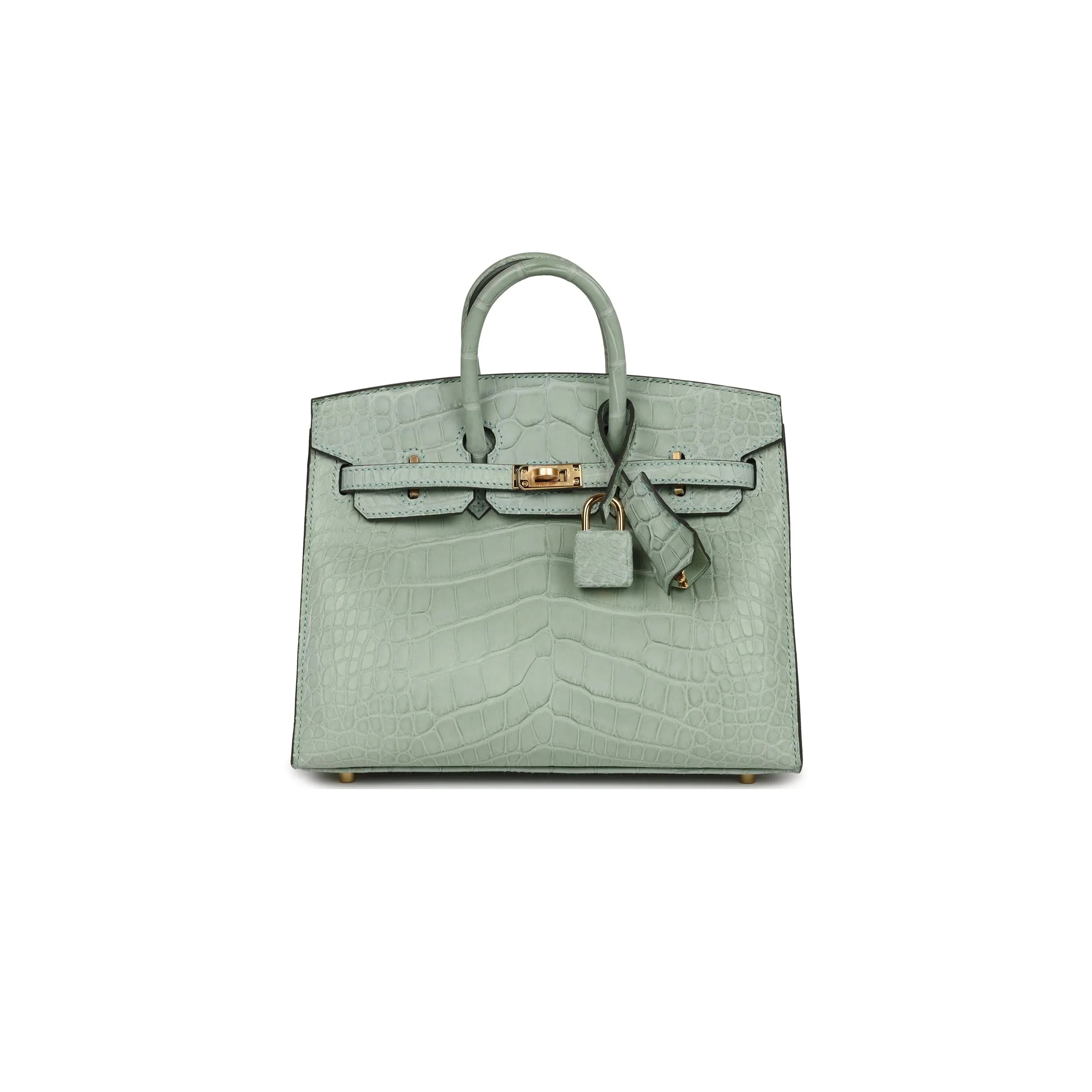 H**mes master birkin 20 crocodile leather mint green gold buckle h041350ck01 (20*15.5*11cm)